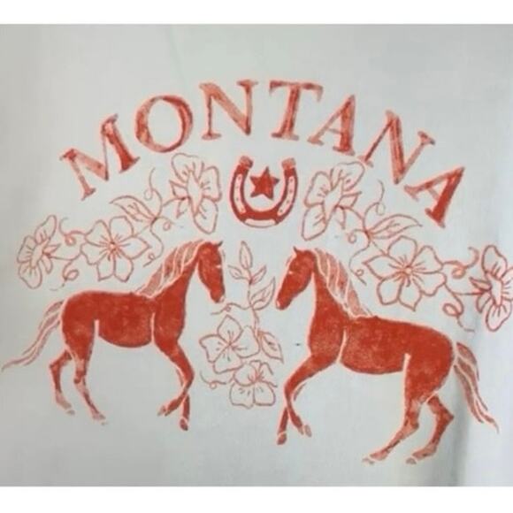 WE THE FREE Graphic Montana Horses Camden Pullover Size Large P2P 42” New w/ Tag - Picture 5 of 8